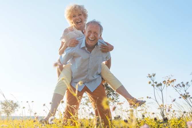 seniors enjoying in the fields